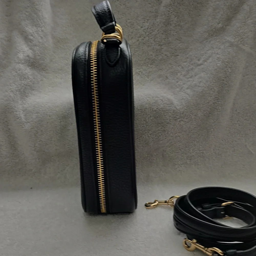 Coach Black Leather Phone Crossbody with Gold Accents - Picture 4 of 6